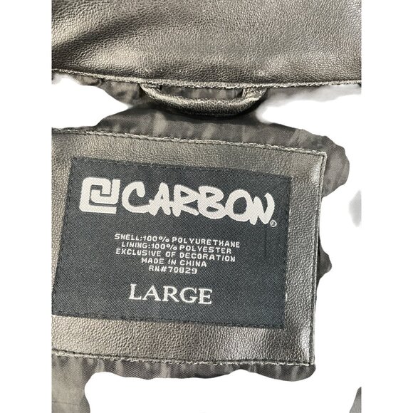 Carbon mens brown faux leather motorcycle jacket Size L SKU 9248 - Picture 8 of 12